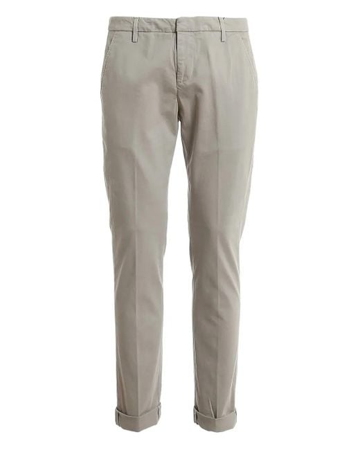 Dondup Gray Turn-Cuff Logo-Detail Pants for men