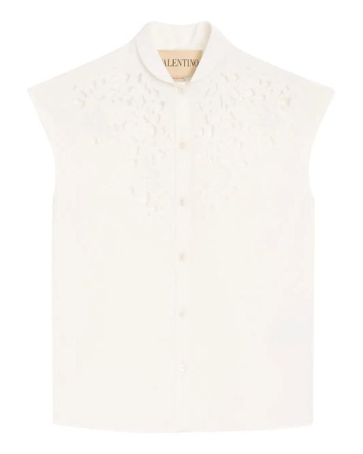Valentino Garavani White Embroidered Poplin Shirt