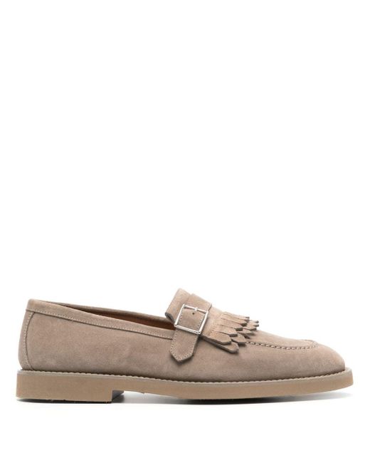 Doucal's Gray Fringed Suede Loafers for men