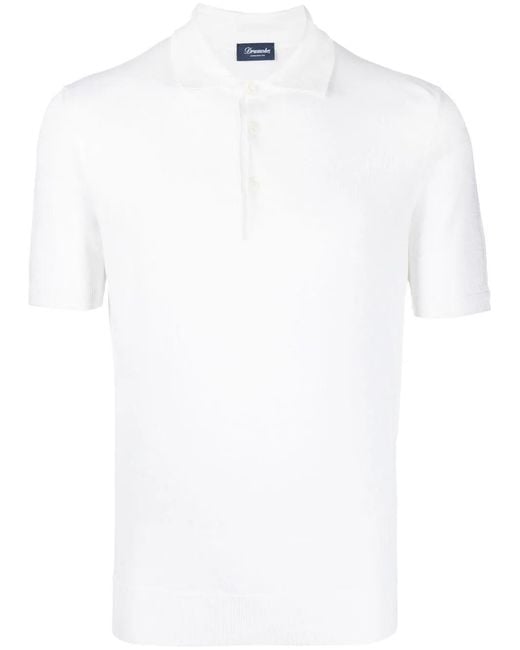 Drumohr White Fine-Knit Polo Shirt for men