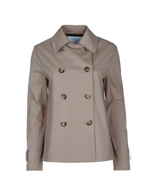 Harris Wharf London Gray Double-Breasted Trench Coat