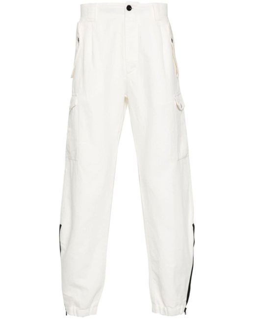 C P Company White Tapered-leg Cotton Cargo Trousers for men