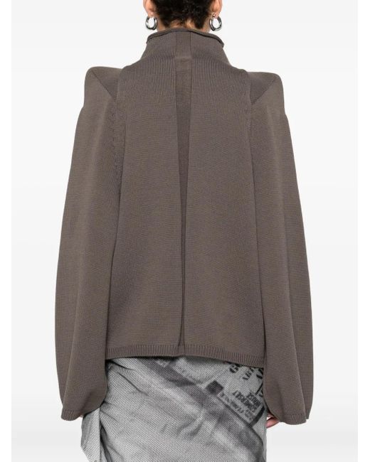 Rick Owens Brown Funnel-Neck Wool Sweater