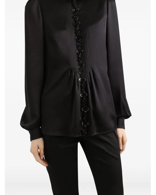 Dolce & Gabbana Black Silk Satin Blouse