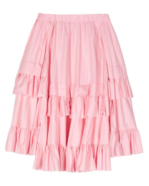 Comme des Garçons Pink Ruffled Cotton Midi Skirt