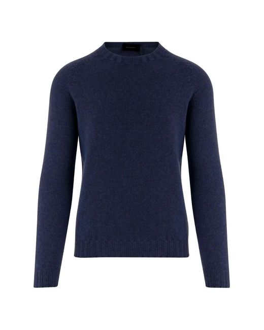 Tagliatore Blue Crew-Neck Raglan-Sleeve Sweater for men