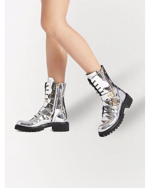 Giuseppe Zanotti White Tifa Metallic Calf-Length Boots