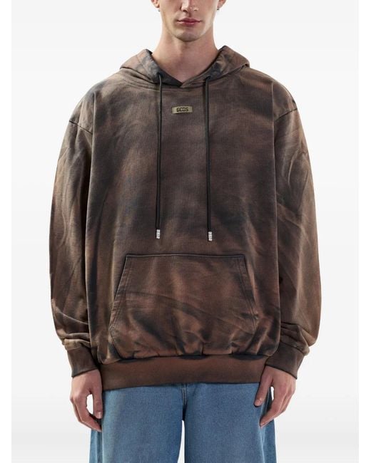 Gcds Brown Logo-Patch Hoodie for men