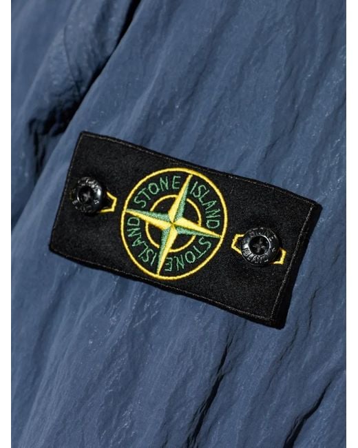 Stone Island Blue Logo-Patch Zip-Up Jacket for men