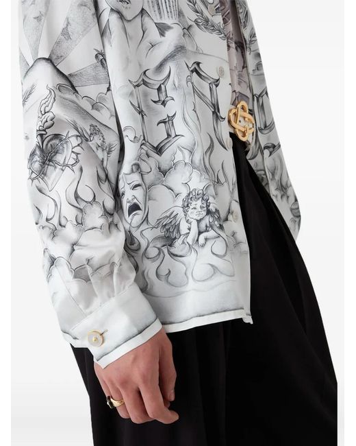 Casablanca Gray Graphic-Print Shirt for men