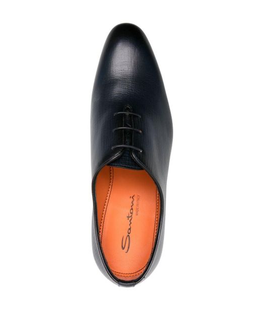Santoni Black Faded-effect Leather Oxford Shoes for men