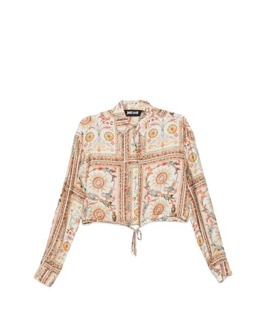 Just Cavalli Natural Tie Detail Floral Blouse