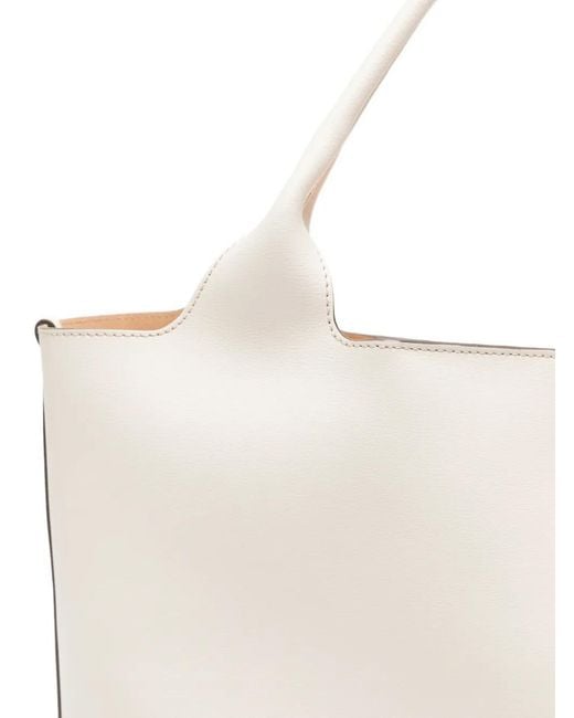 Tod's White Medium-Small Leather Shopping Bag