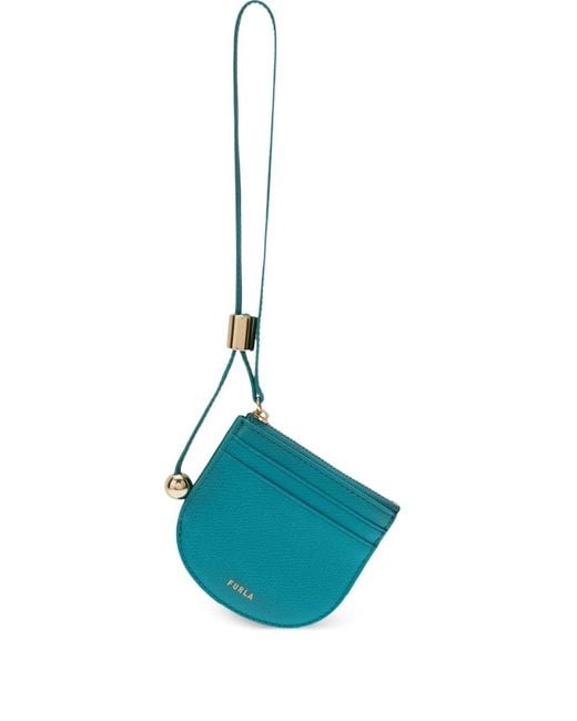Furla Blue Laura Zip Leather Card Case