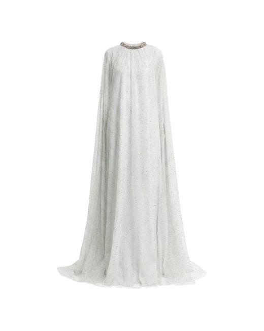 Gemy Maalouf White Embellished-Collar Maxi Dress