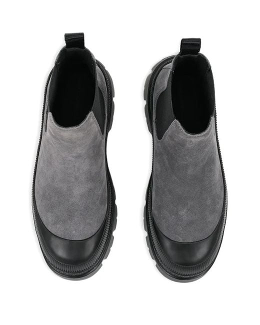 Karl Lagerfeld Black Elastic-Panel Lug Sole Boots for men