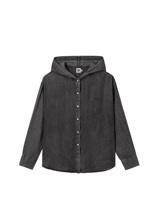 B+ AB Black Hooded Denim Shirt