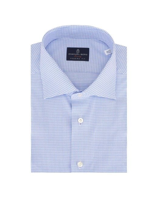 Emanuel Berg Blue Checked Cotton Shirt for men
