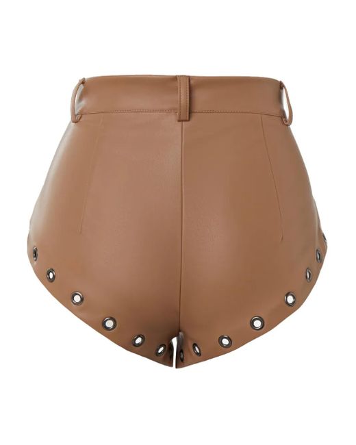 Lika Brown Lace-Up Eyelet Shorts