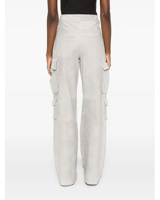 Salvatore Santoro White Suede Cargo Trousers