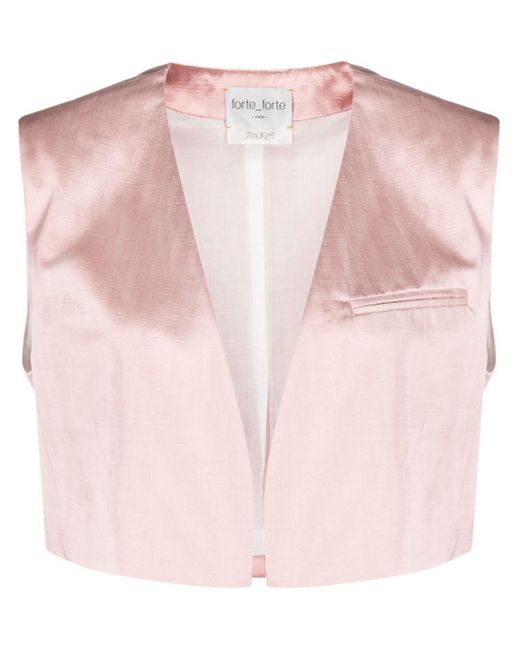 Forte Forte Pink Cropped Herringbone Vest