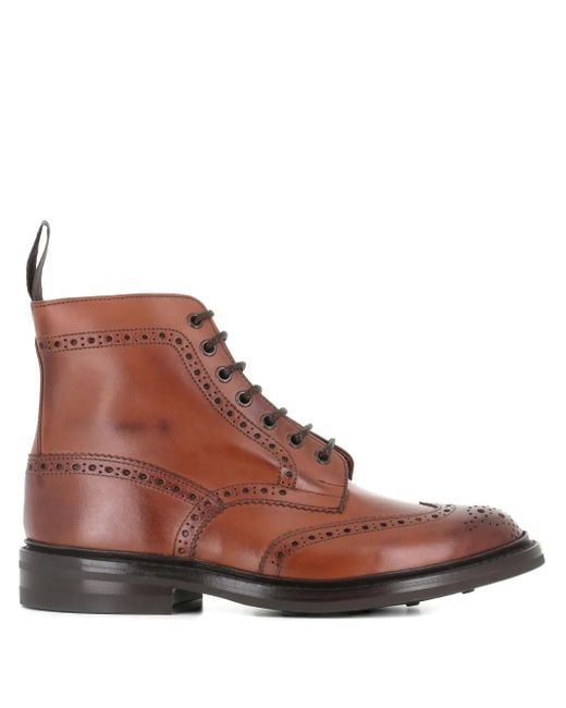 メンズ Tricker's Stow ブローグブーツ Brown