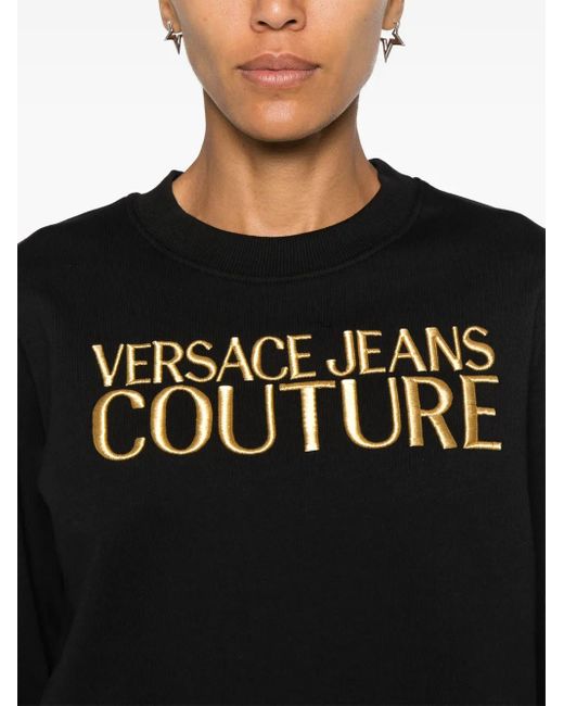 Versace Jeans Couture Black Sweatshirt Mit Logo-Stickerei