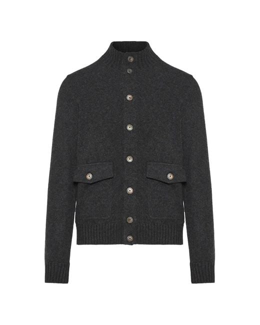 Gran Sasso Black Button-Up Pocket-Detail Cardigan for men