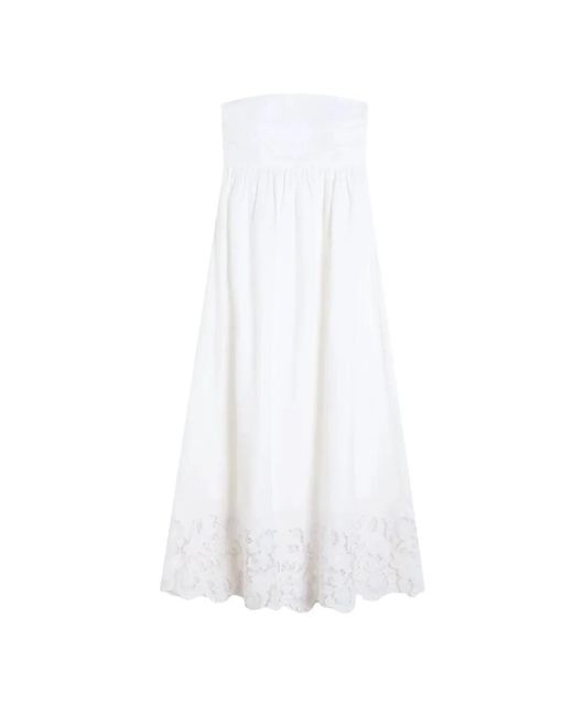 Max Mara White Cena Strapless Lace Dress