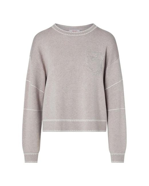 Liu Jo Gray Sweater With Stitching