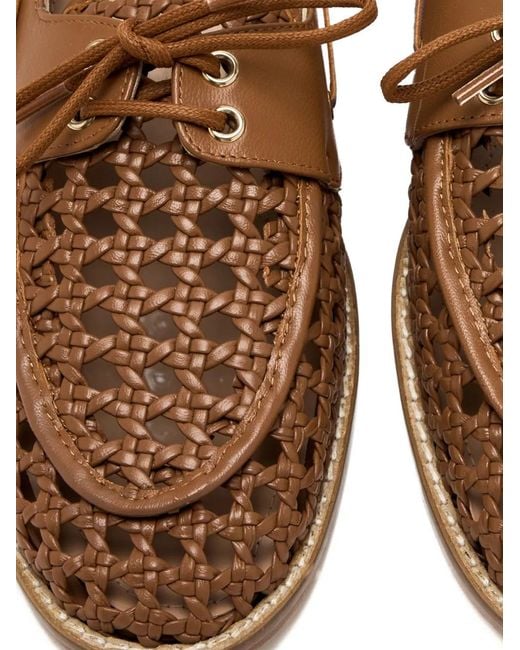 Andrea Gomez Brown Woven Lace-Up Loafers