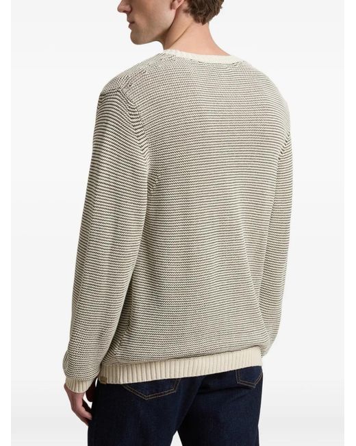 Woolrich Gray Striped Crew-Neck Sweater for men