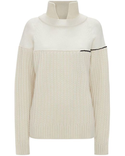 Victoria Beckham White Collar-detail Wool Jumper