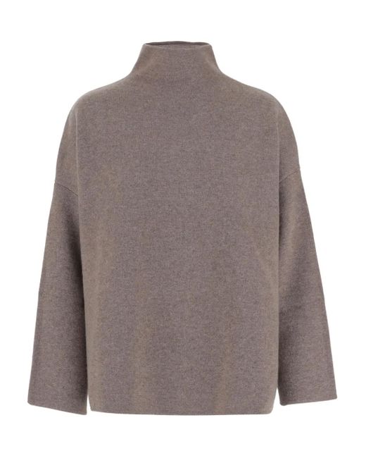 Oliver Lattughi Brown High-Neck Drop-Shoulder Sweater