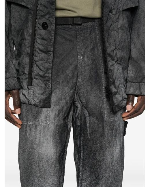 Stone Island Gray Hand Sprayed Reflective Trousers for men