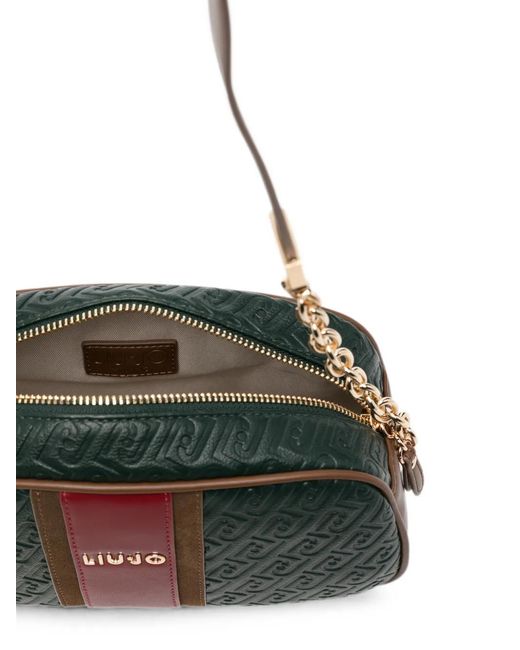 Liu Jo White Monogram-Embossed Logo-Plaque Tote Bag