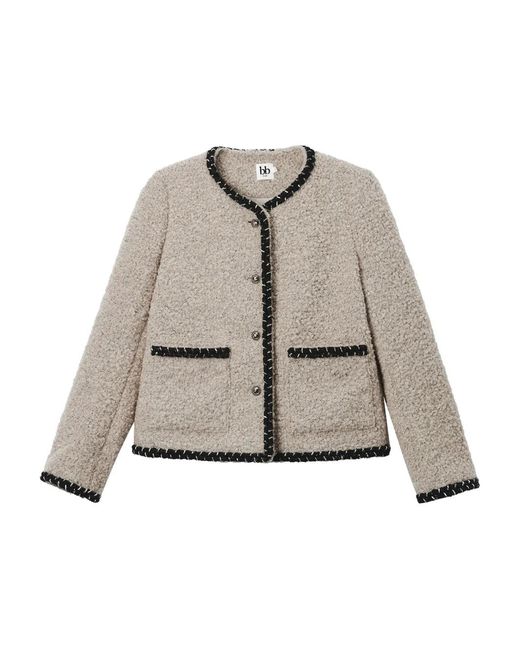 B+ AB Natural Buttoned Contrast Trim Jacket