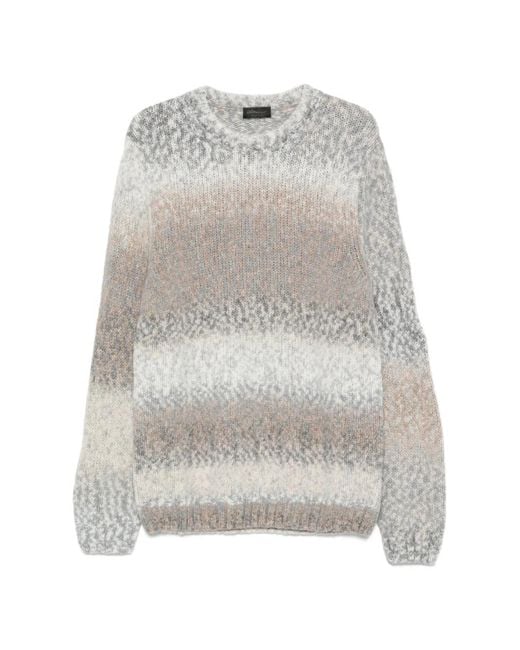 Dondup White Gradient-Effect Chunky-Knit Sweater for men