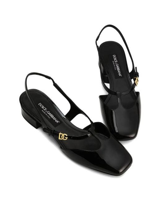 Dolce & Gabbana エナメルレザー スリングバックパンプス Black