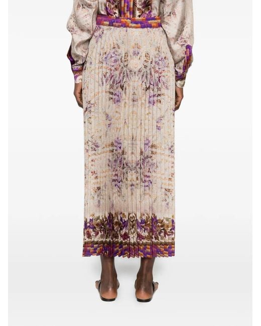 Pierre Louis Mascia Natural Ceto Pleated Floral Skirt