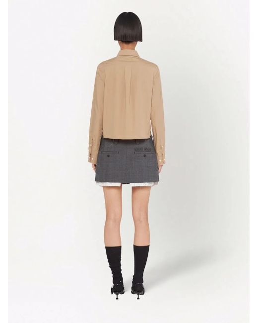Miu Miu Gray Prince-Of-Wales Check Mini Skirt