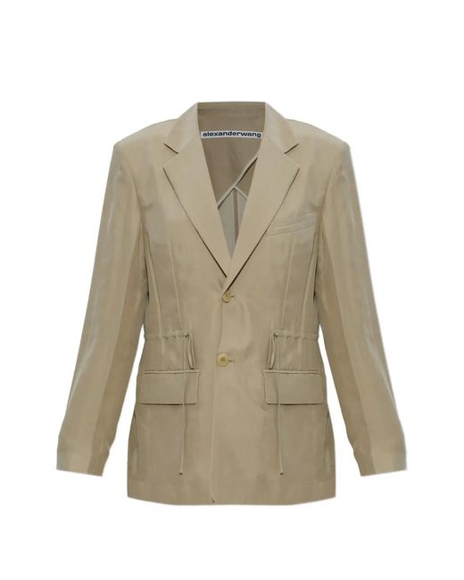 Alexander Wang Natural Drawstring Pocket Blazer
