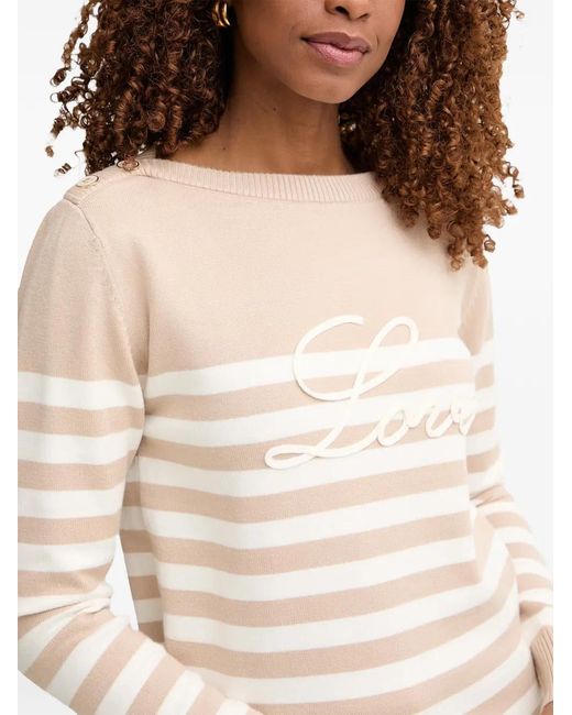 Morgan Natural Striped Button-Detail Sweater