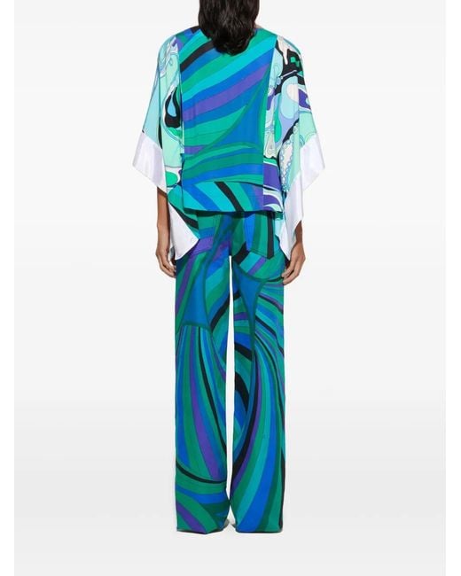 Emilio Pucci Blue Iride-Patterned Trousers