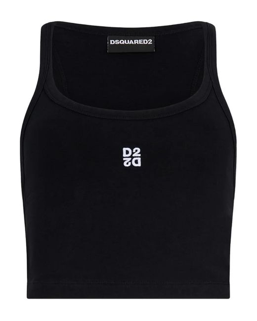 DSquared² Black Upside Down Tank Top