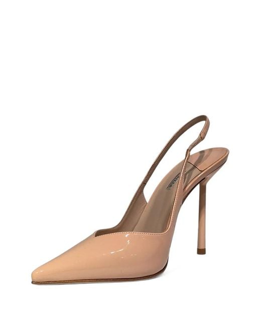 Le Silla White Pointed Sling Back Heeled Pumps