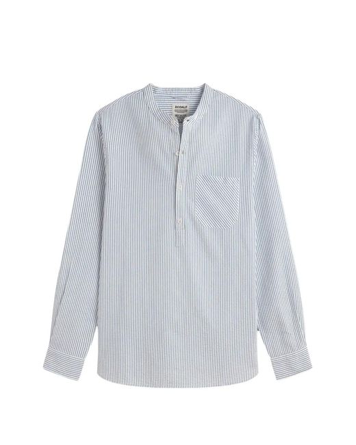 Ecoalf Gray Guilled Striped Chest-Pocket Shirt for men