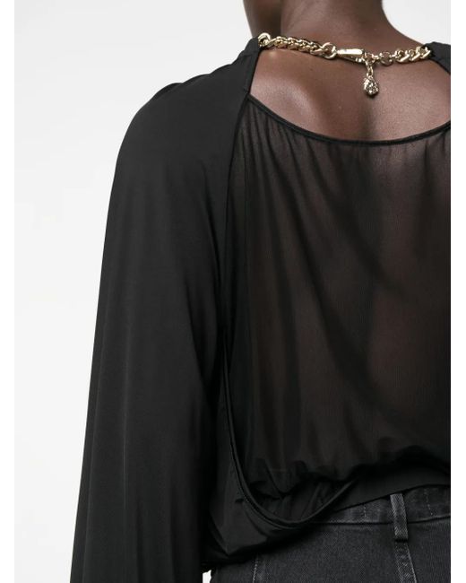 Just Cavalli Black Chain-Link Cut-Out Top