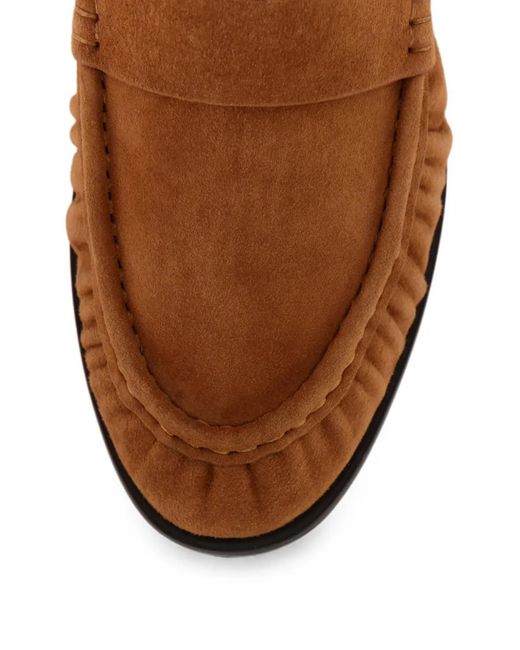12 STOREEZ Brown Arbat Ruched-Detail Loafers