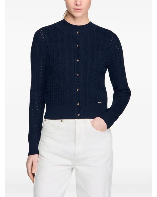 Sandro Black Button-Fastening Cardigan